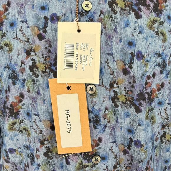 Robert Graham Button Front Long Sleeve Shirt Mancini Indigo Floral Watercolor M - Picture 6 of 7